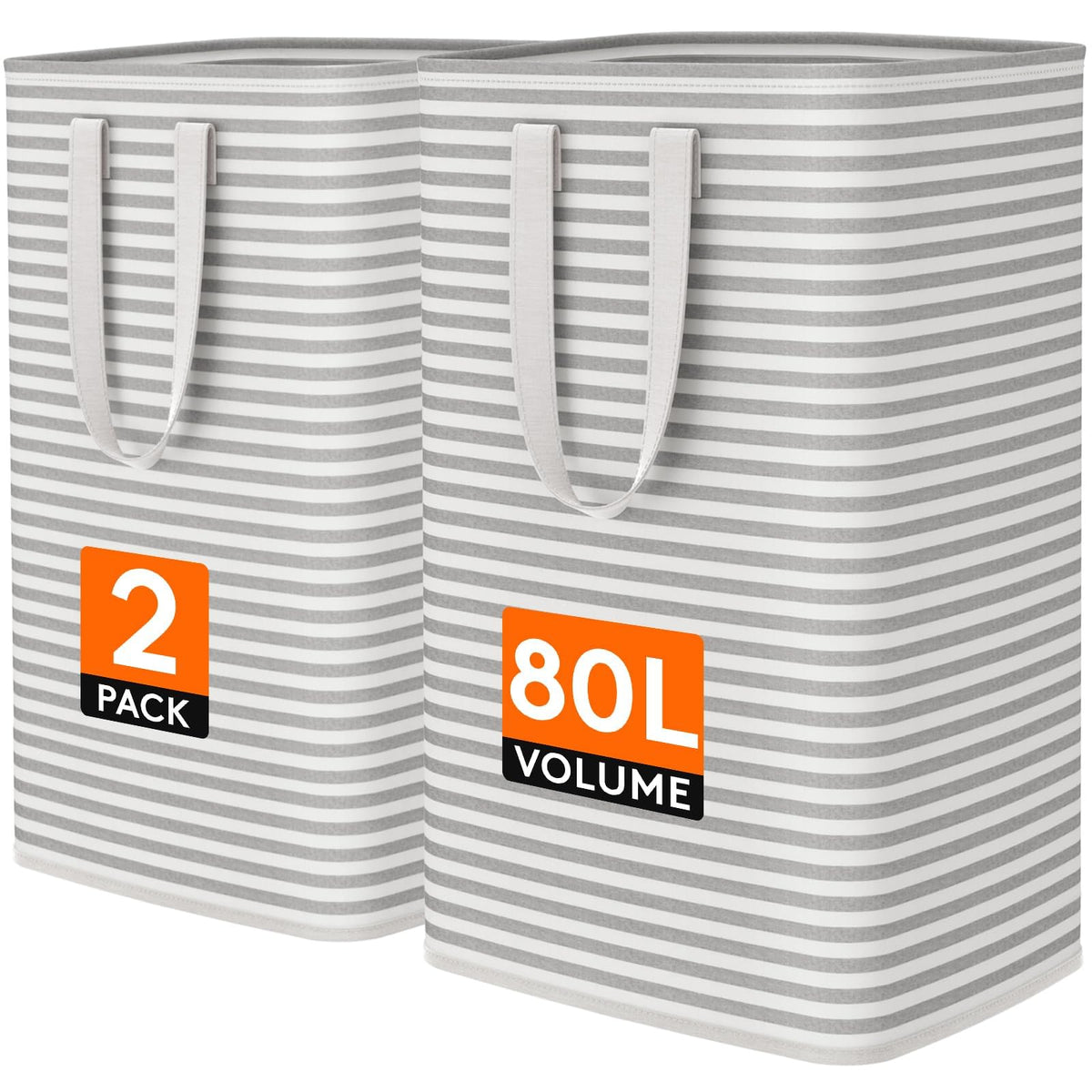 80L 2 Pack Grey Laundry Baskets U98065