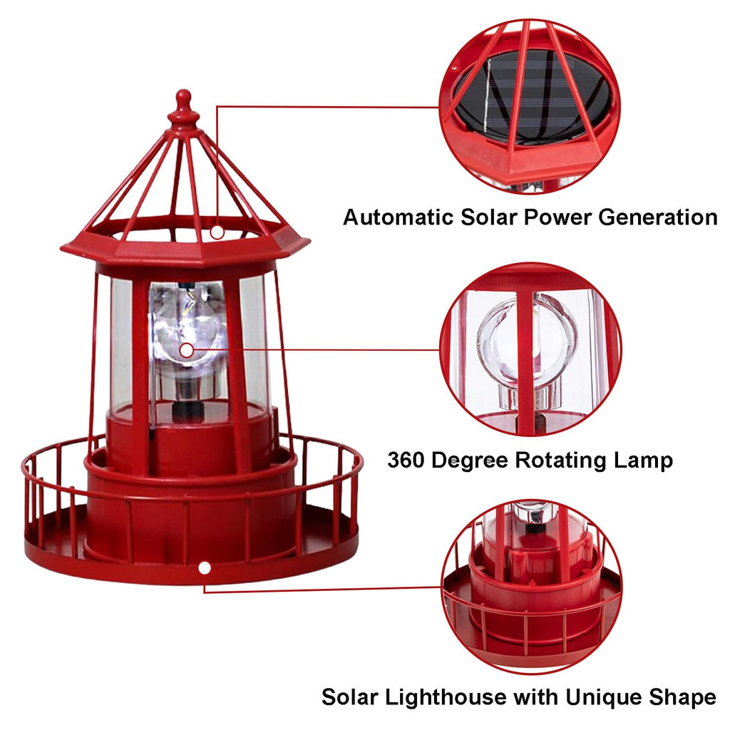 Waterproof Rotating Solar Lighthouse Statue B757