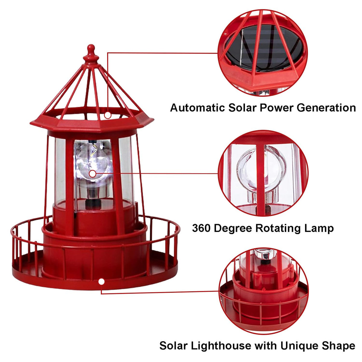 Waterproof Rotating Solar Lighthouse Statue B757