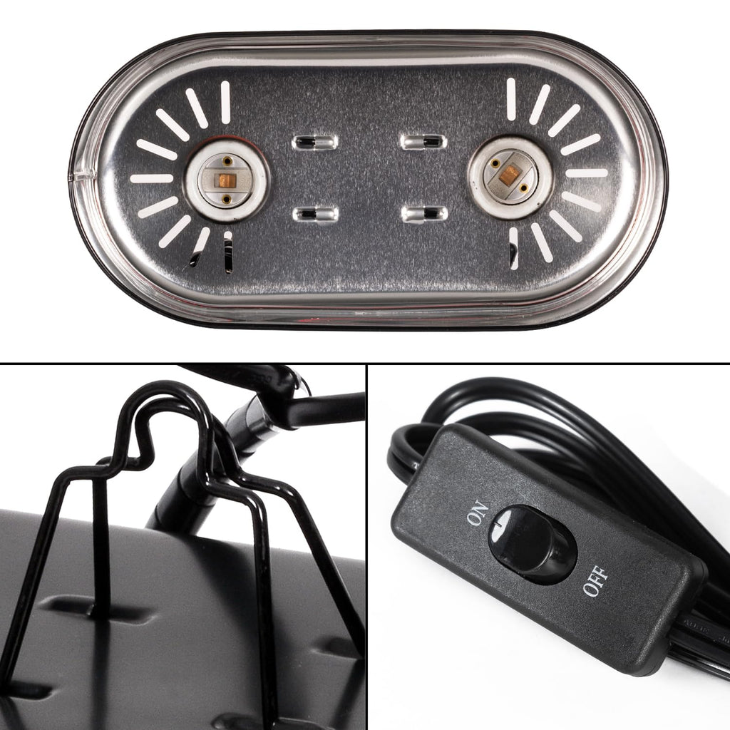 Dual Reptile Light Fixture & 100W Basking Spot Light with 26W UVA UVB Bulb Combo Pack Q8725