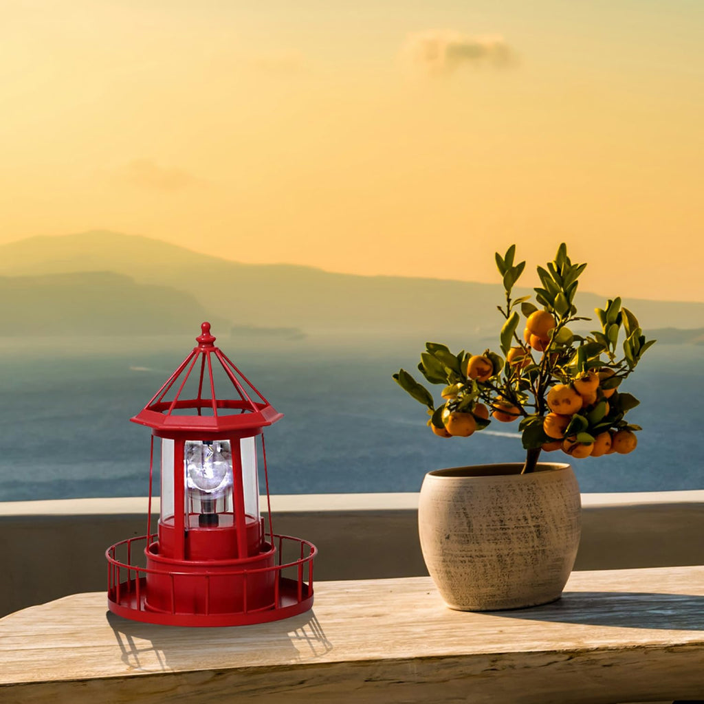 Waterproof Rotating Solar Lighthouse Statue B757
