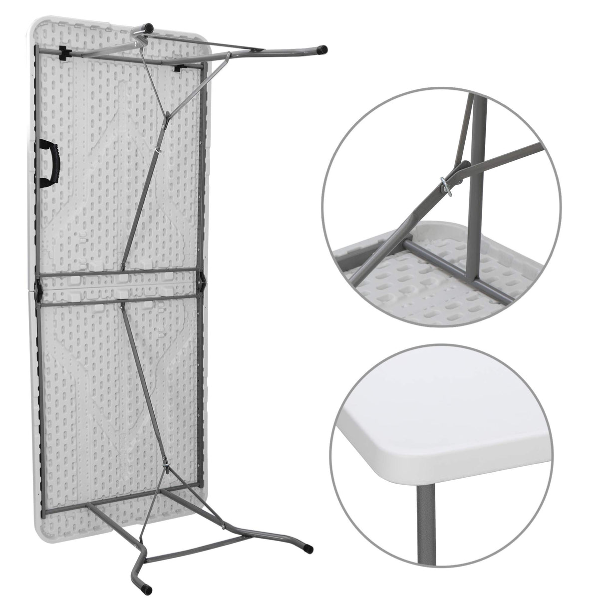 White 6Ft Heavy Duty Folding Picnic Table A672226
