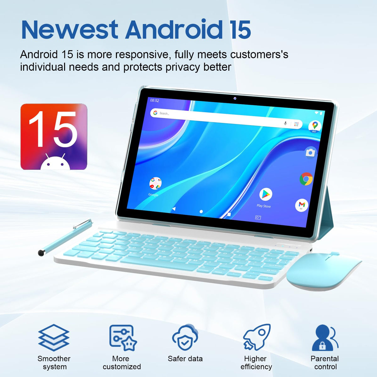 10 Inch Android Tablet 64GB 12GB RAM 6000mAh WiFi-6 V83208