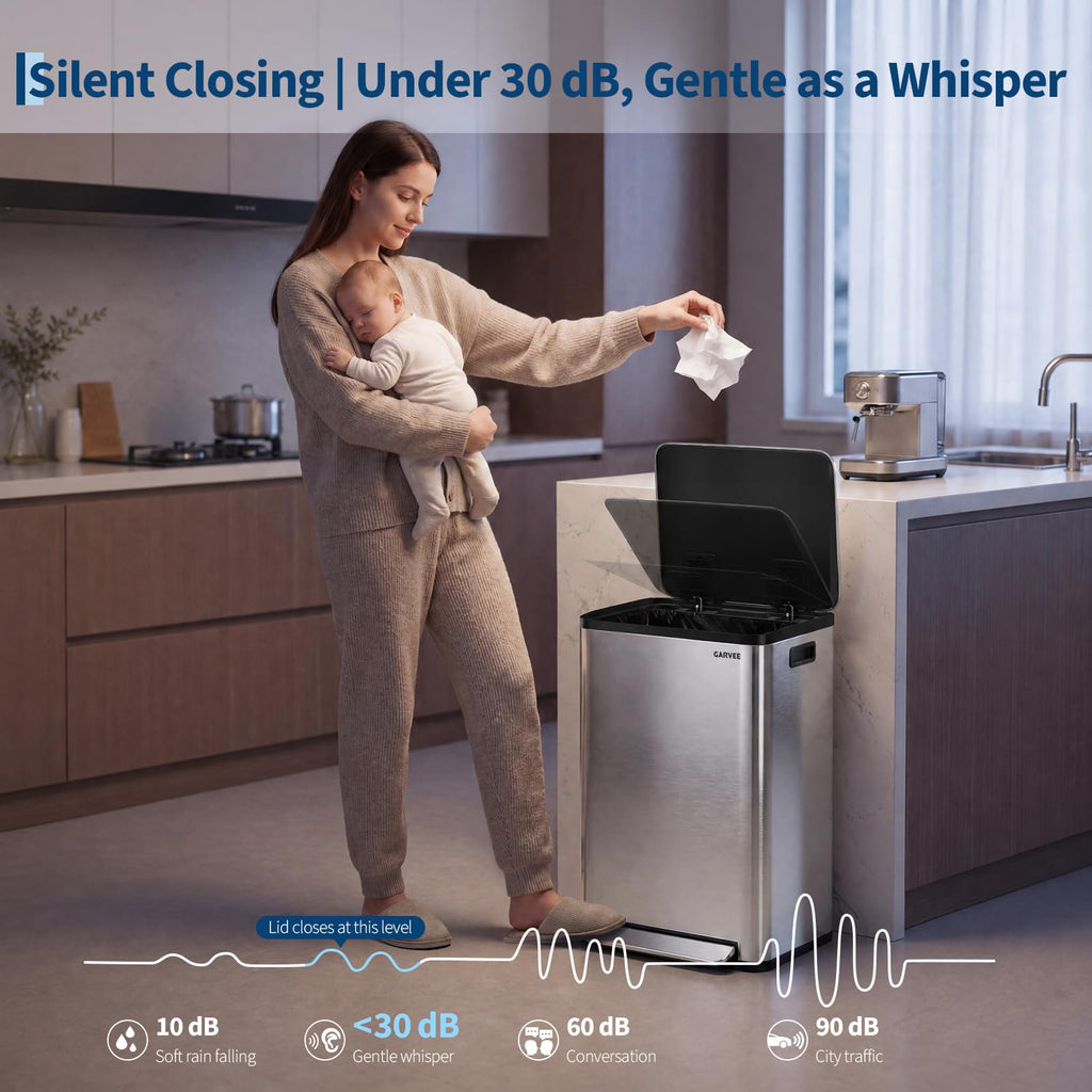 13 Gallon Stainless Steel Step-on Trash Can R639