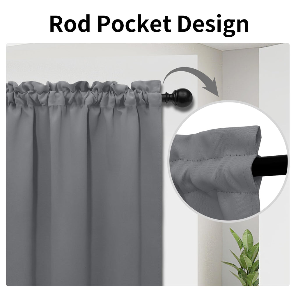 Blackout Door Curtains 1 Panel Gray Z9455