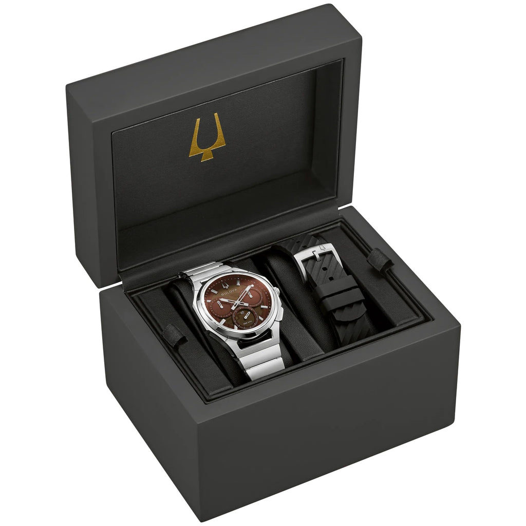 Brown Dial Stainless Steel Chronograph Watch Set 41.5mm G73302