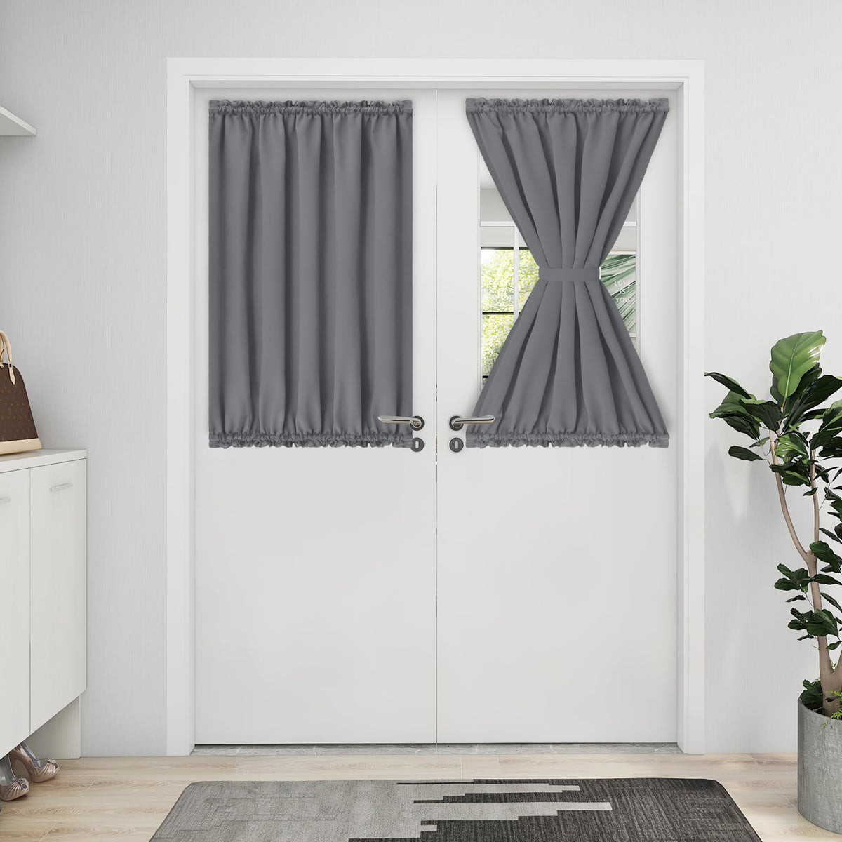 Blackout Door Curtains 1 Panel Gray Z9455