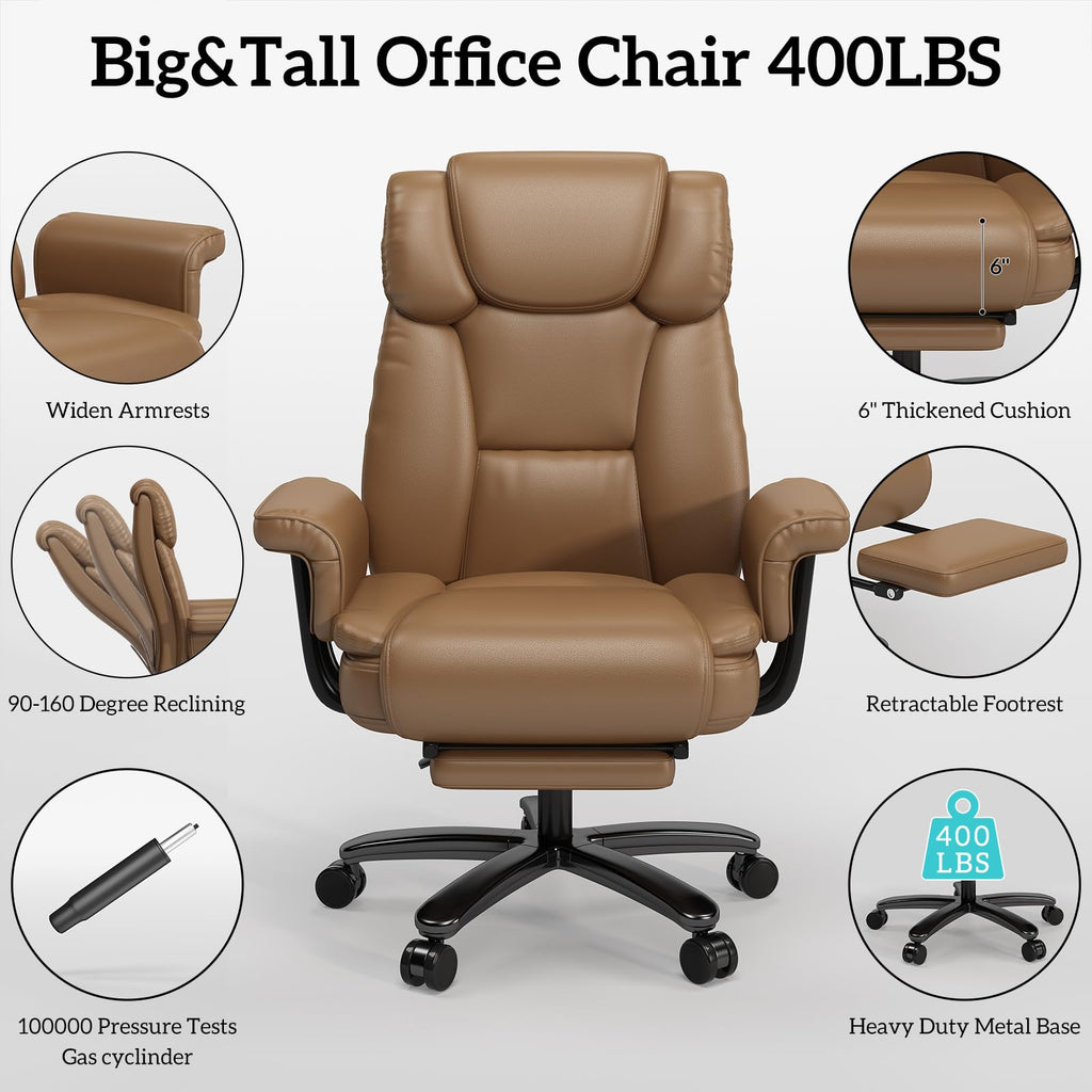 Brown Reclining Office Chair with Footrest A261390