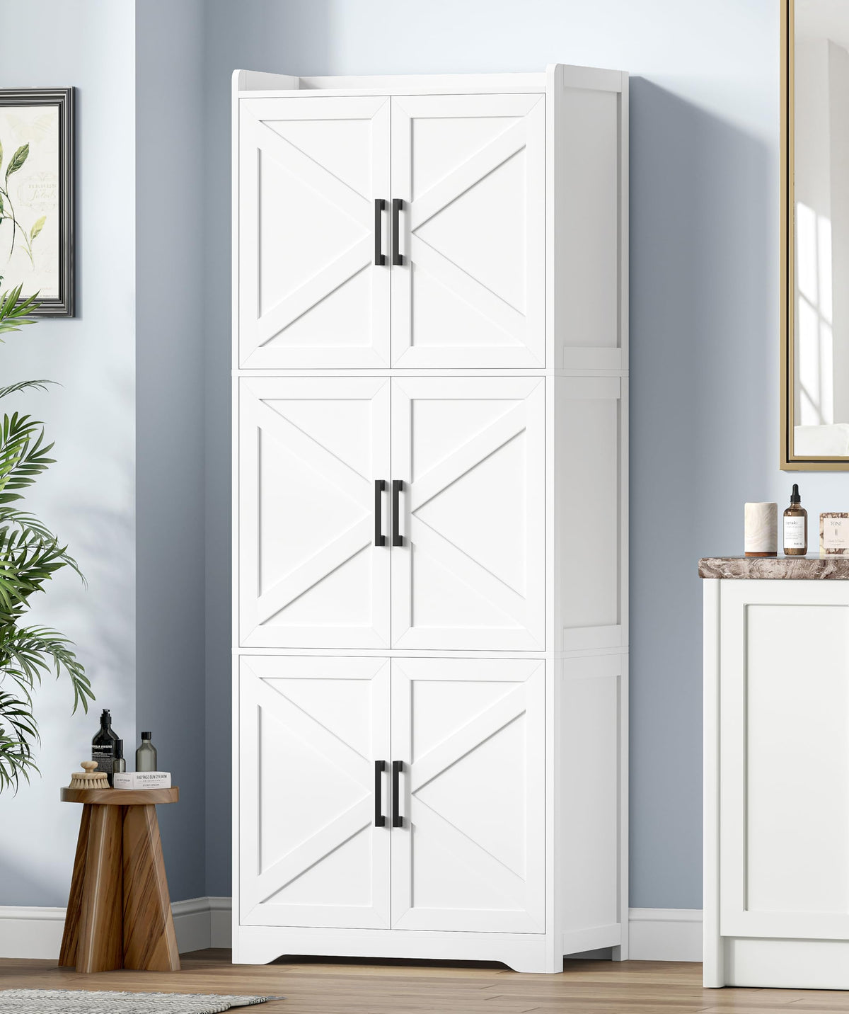 60.2''H Tall Bathroom Storage Cabinet with 6 Door V2525