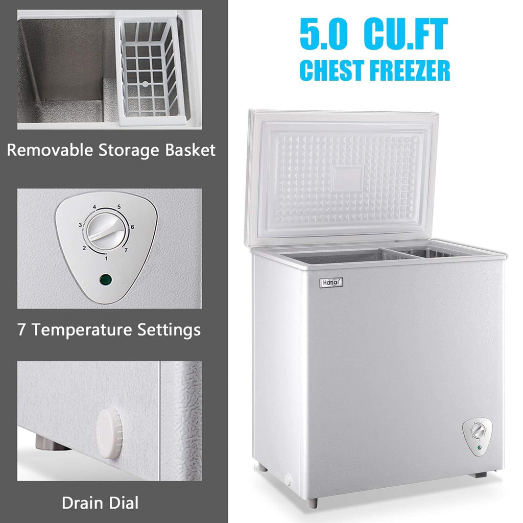 5.0 Cu.Ft White Chest Freezer with Removable Basket D4618