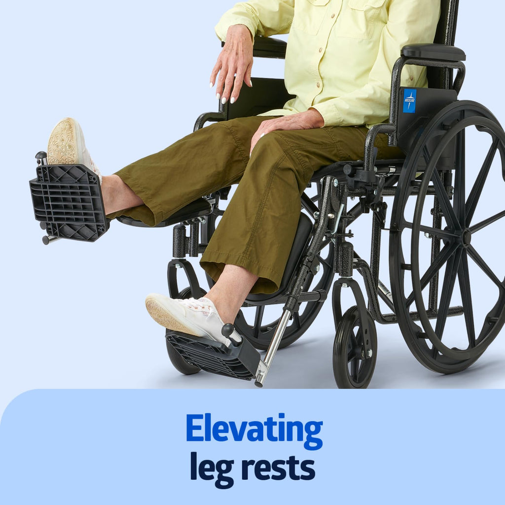Lightweight Wheelchair with Swing-Back Desk-Length Arms and Elevating Leg Rests O994