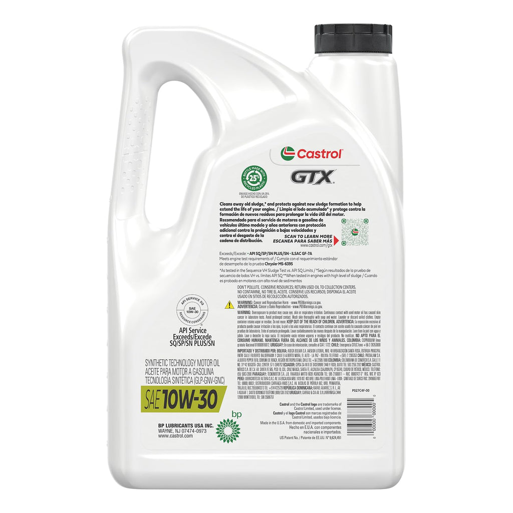 10W-30 Conventional Motor Oil, 5 Quarts H182537