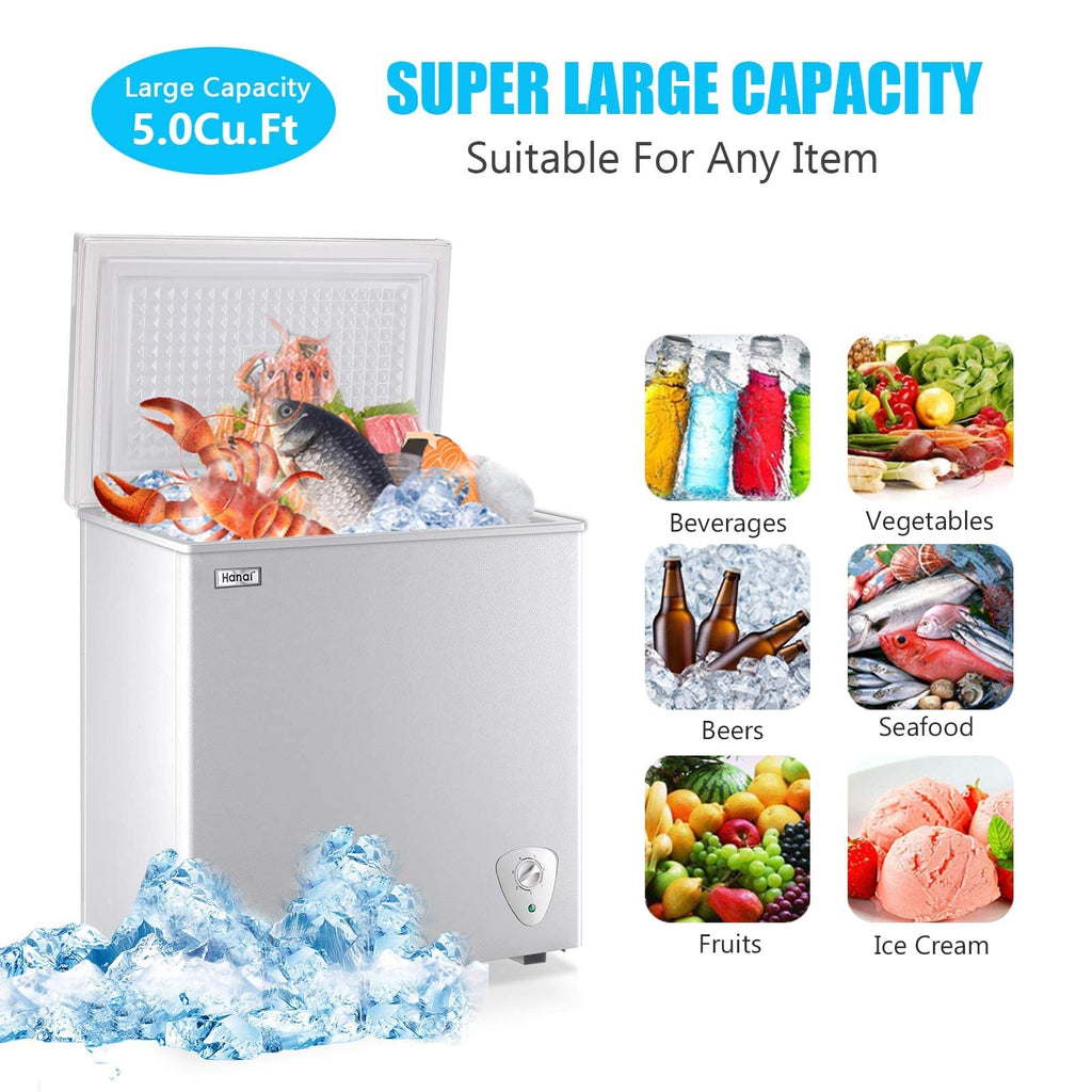 5.0 Cu.Ft White Chest Freezer with Removable Basket D4618