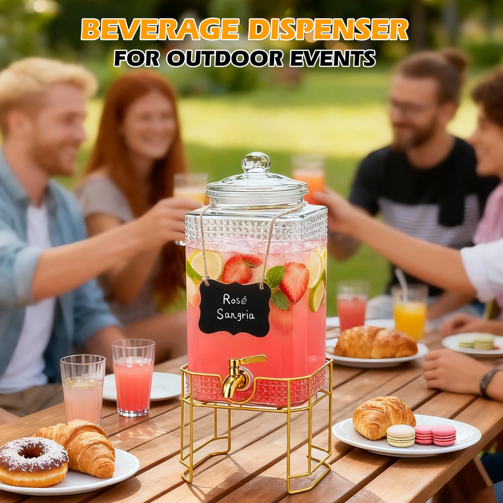 2 Gallon Stainless Steel Beverage Dispenser with Stand J865833