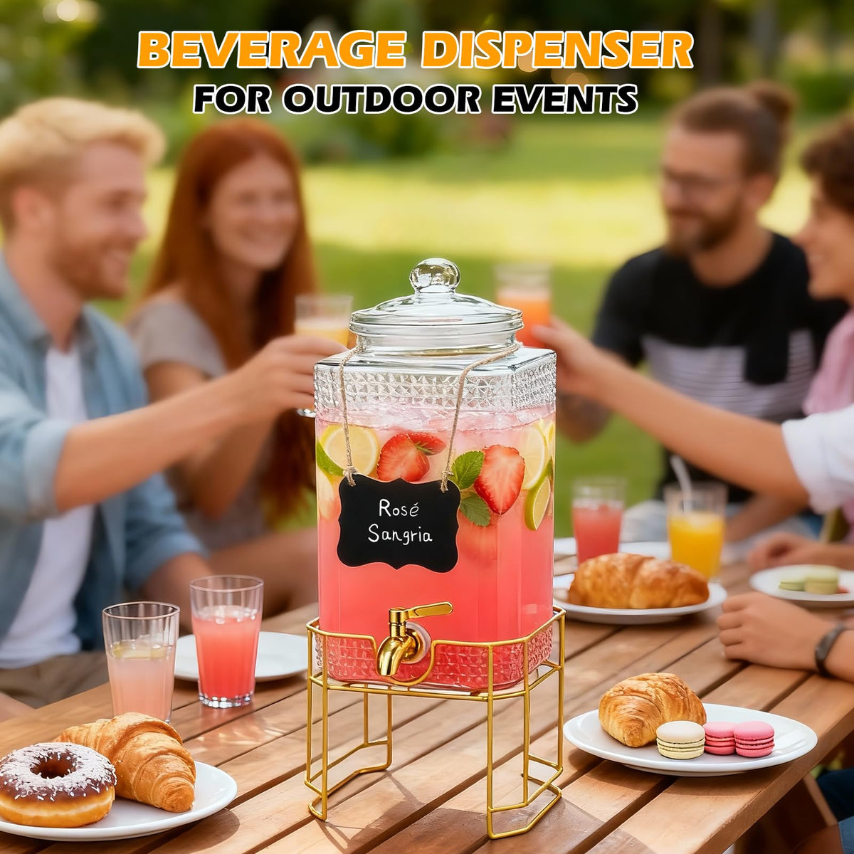 2 Gallon Stainless Steel Beverage Dispenser with Stand J865833