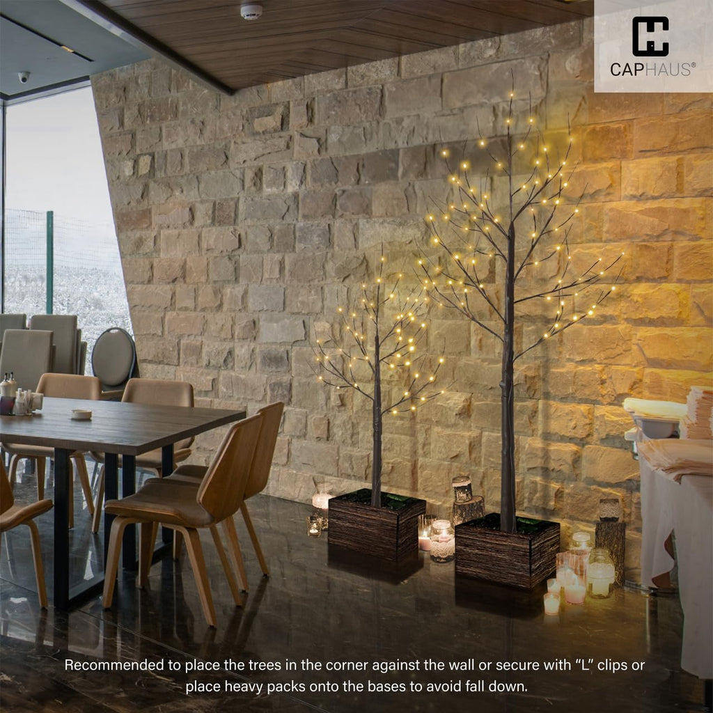 8 Ft Pre-Lit Twinkling Brown Birch Tree with 132 Warm White LED P614