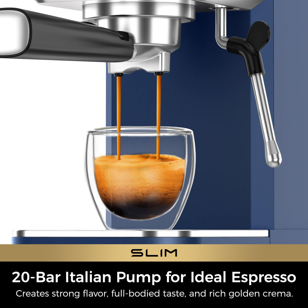 Dark Blue Espresso Machine with Conical Burr Coffee Grinder D9129