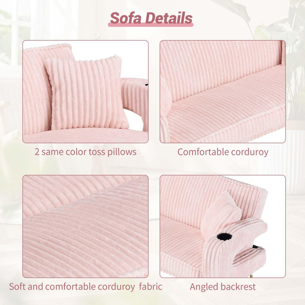 Pink Teddy Fabric Convertible Futon Sofa Bed P384762