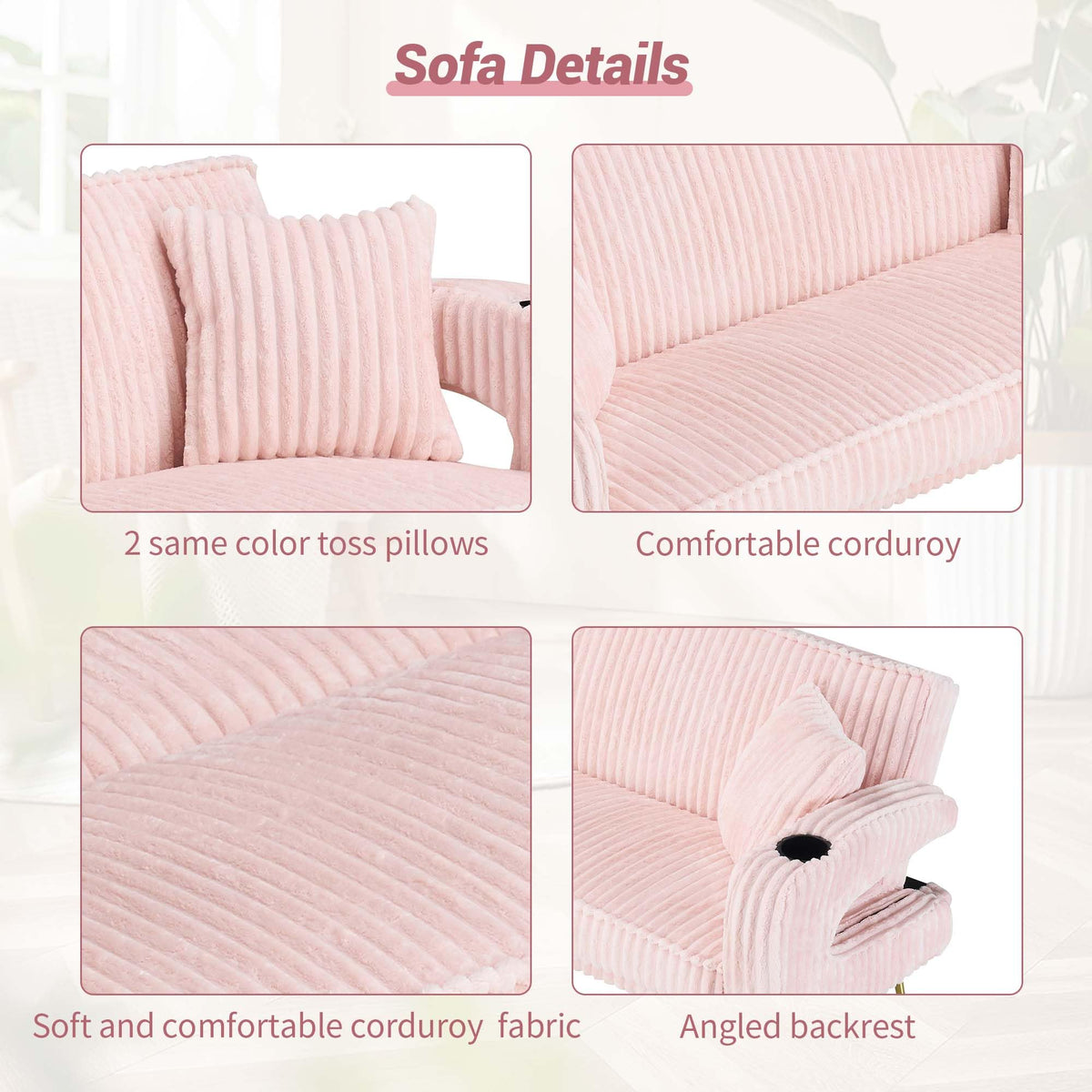Pink Teddy Fabric Convertible Futon Sofa Bed P384762