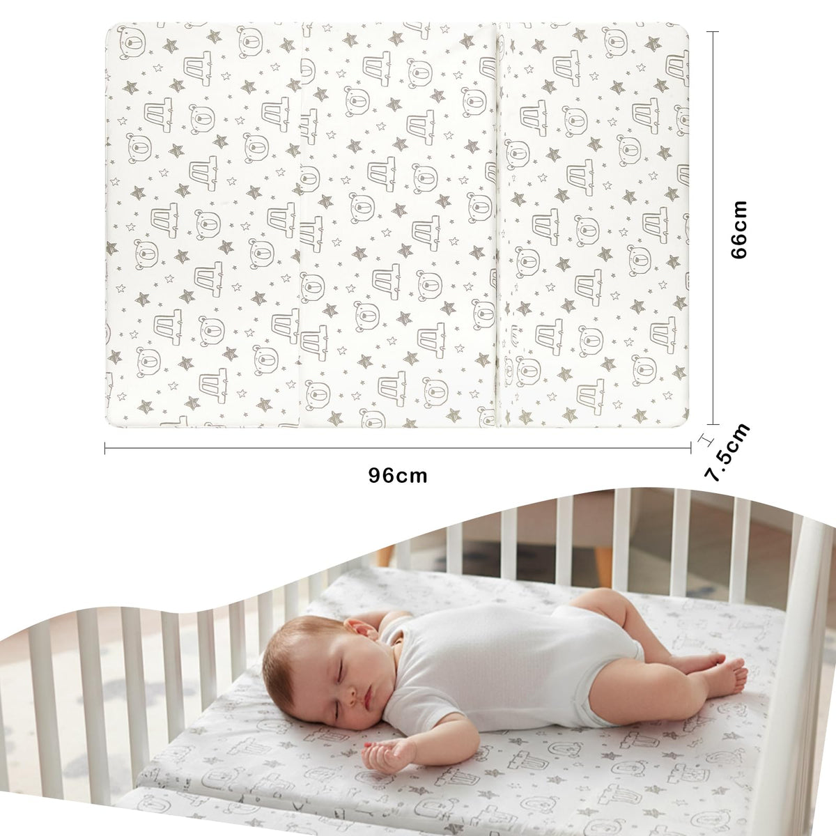 Trifold Pack and Play Mattress 38'' x 26'' x 3'' Memory Foam with Carry Bag H952