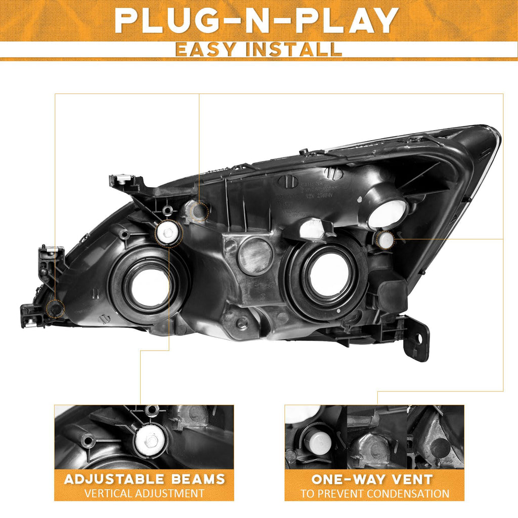 Black Headlight Assembly Left+Right K269