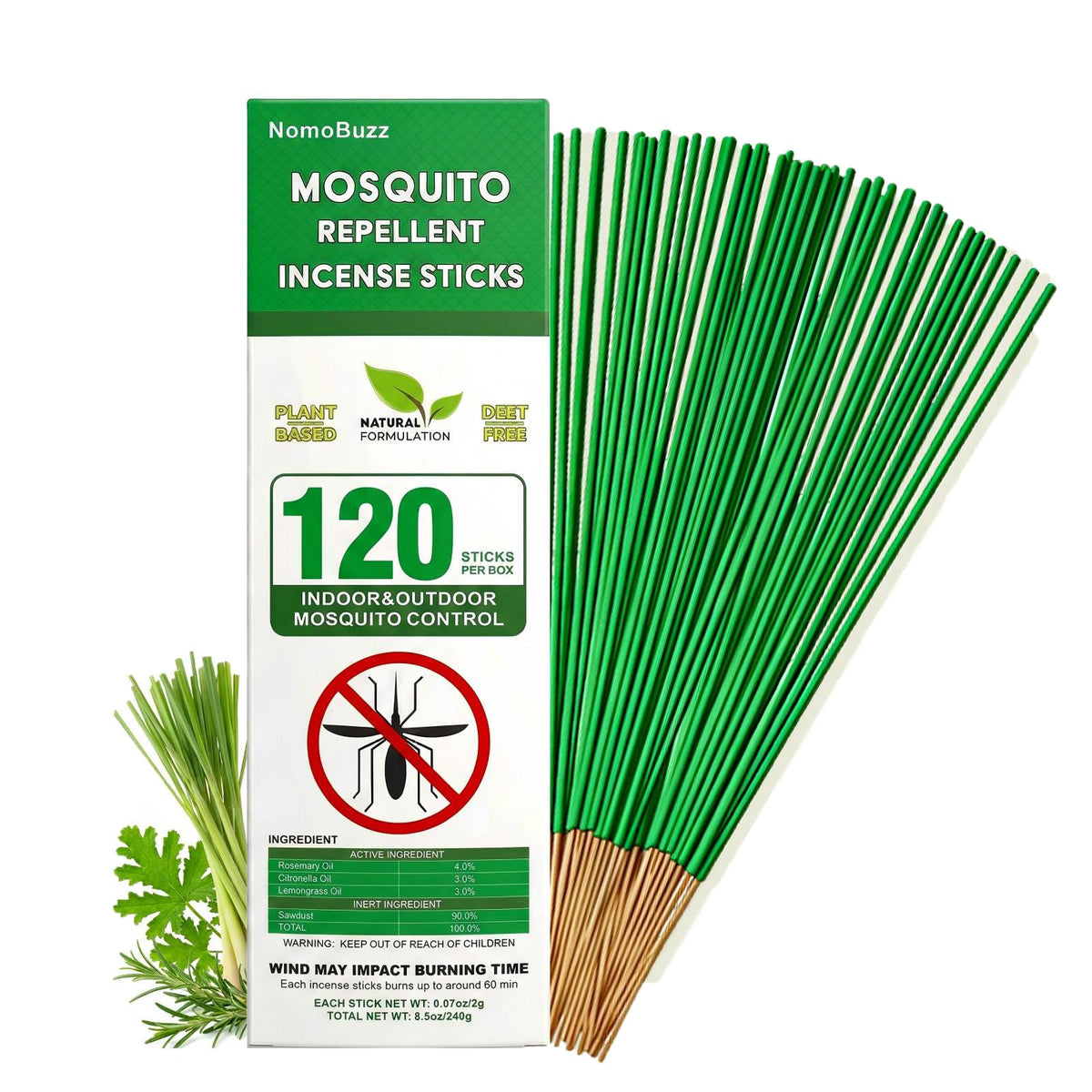 Citronella Mosquito Repellent Incense Sticks 120 Count W225