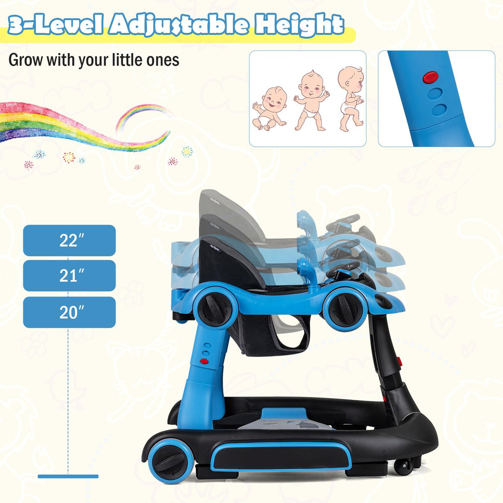 Foldable Baby Walker with Canopy and Wheels H737