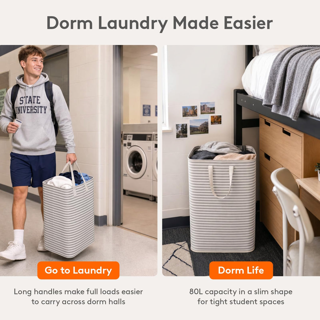 80L 2 Pack Grey Laundry Baskets U98065
