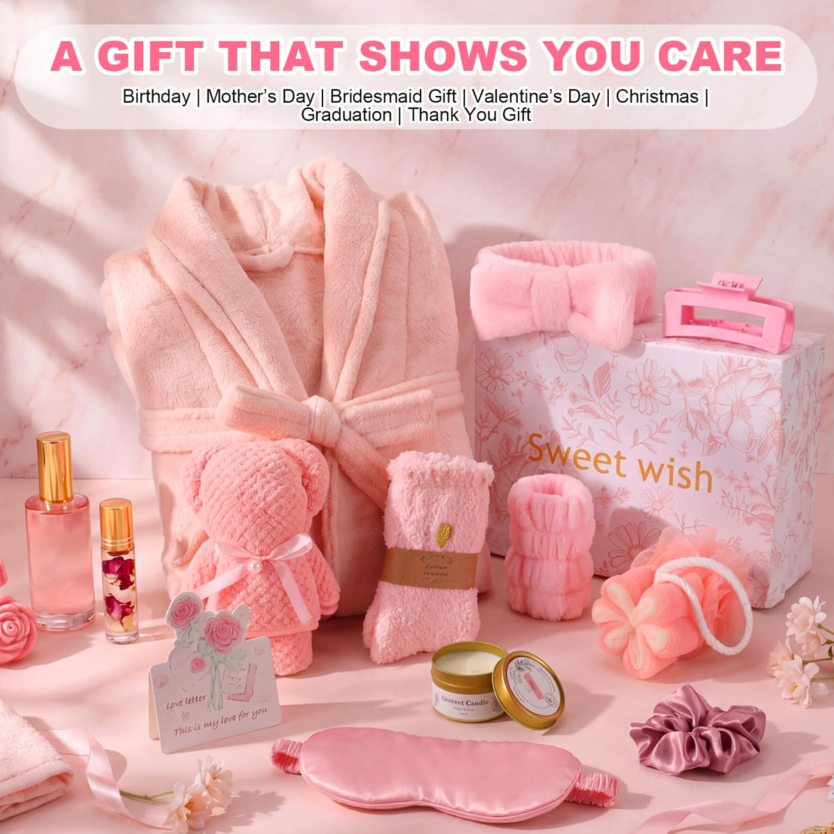 11 Pcs Pink Spa Gift Basket P86352