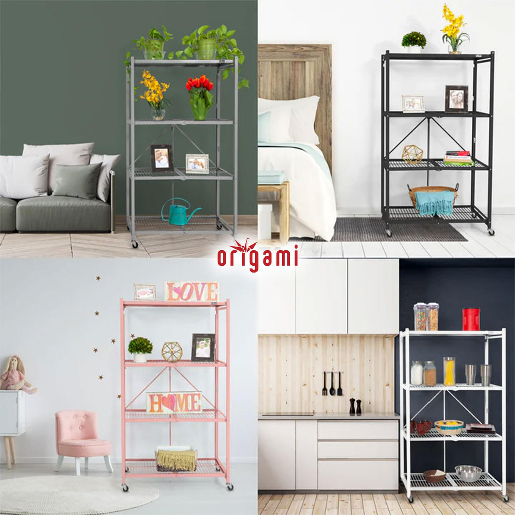 Foldable 4-Tier Heavy-Duty Steel Storage Rack R3361