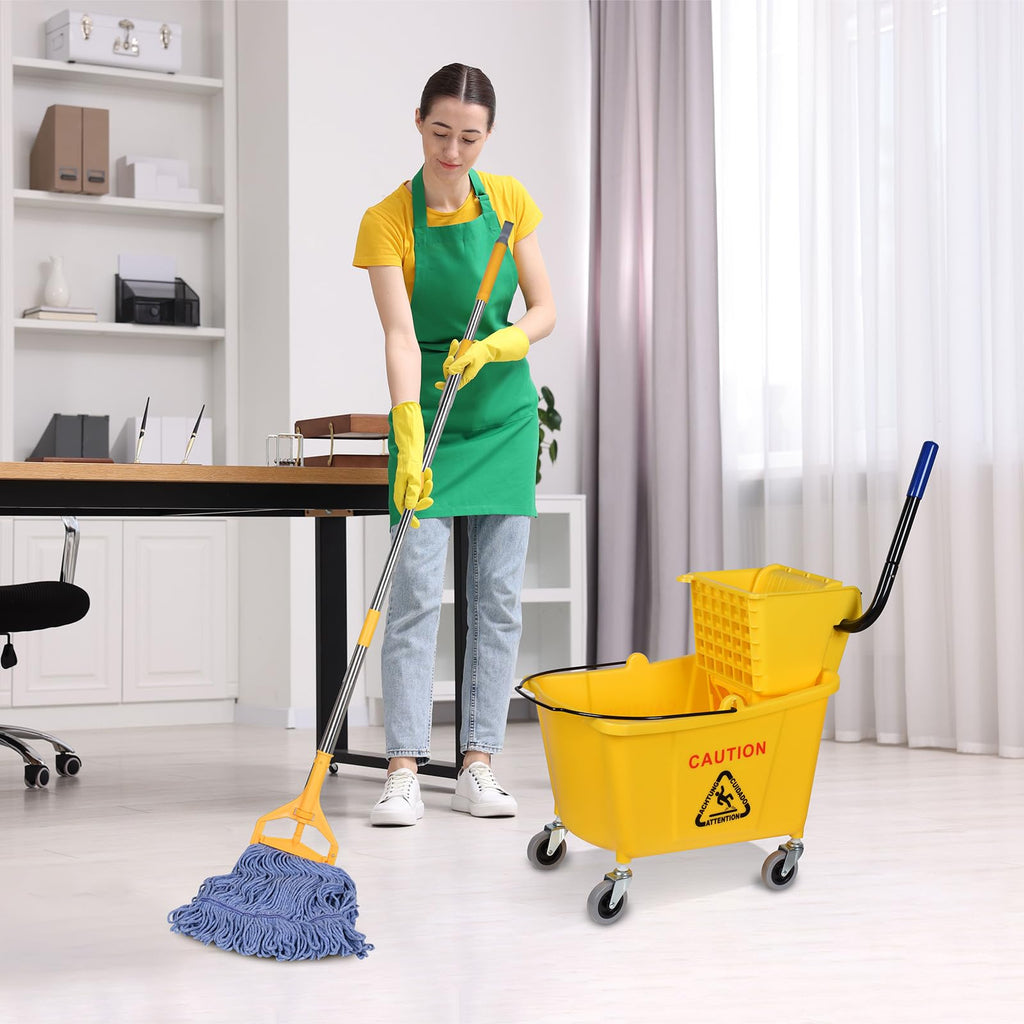 Commercial Mop Bucket on Wheels, 35-Quart J584337