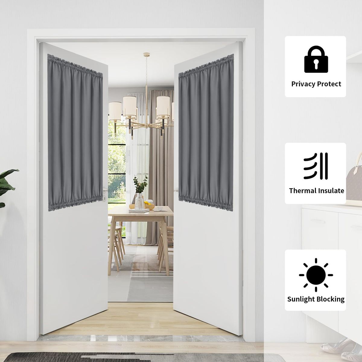 Blackout Door Curtains 1 Panel Gray Z9455
