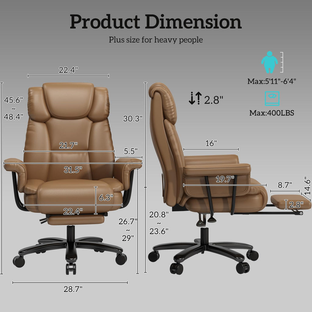 Brown Reclining Office Chair with Footrest A261390