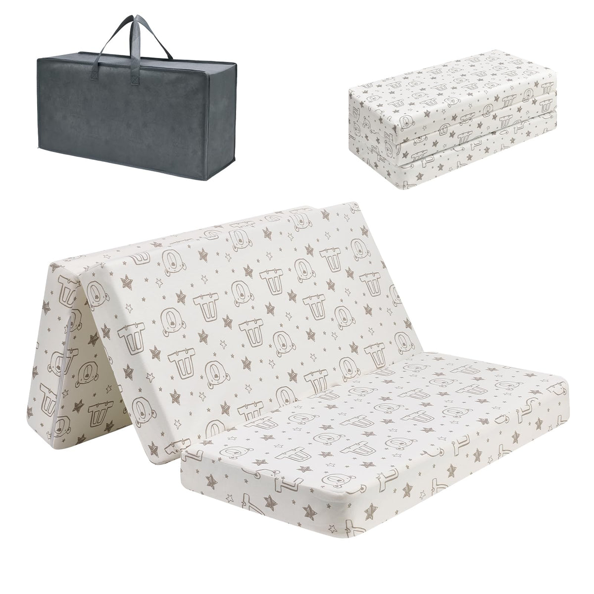 Trifold Pack and Play Mattress 38'' x 26'' x 3'' Memory Foam with Carry Bag H952