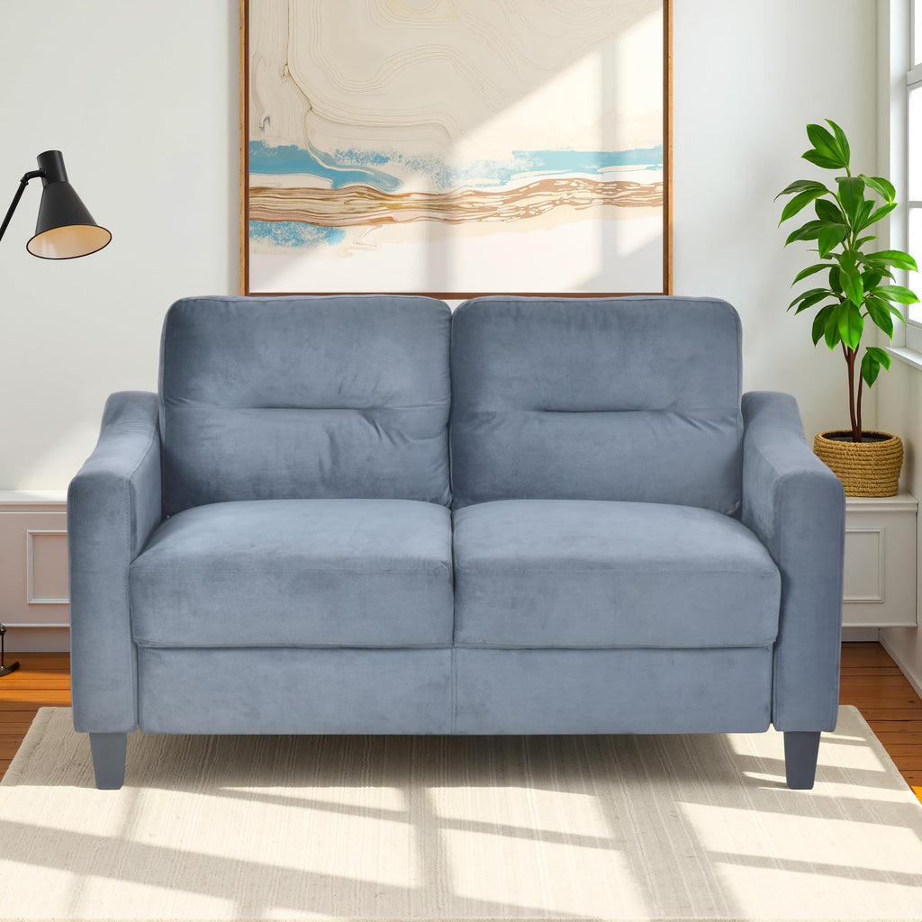 Light Gray Velvet Upholstered Loveseat Sofa B140585