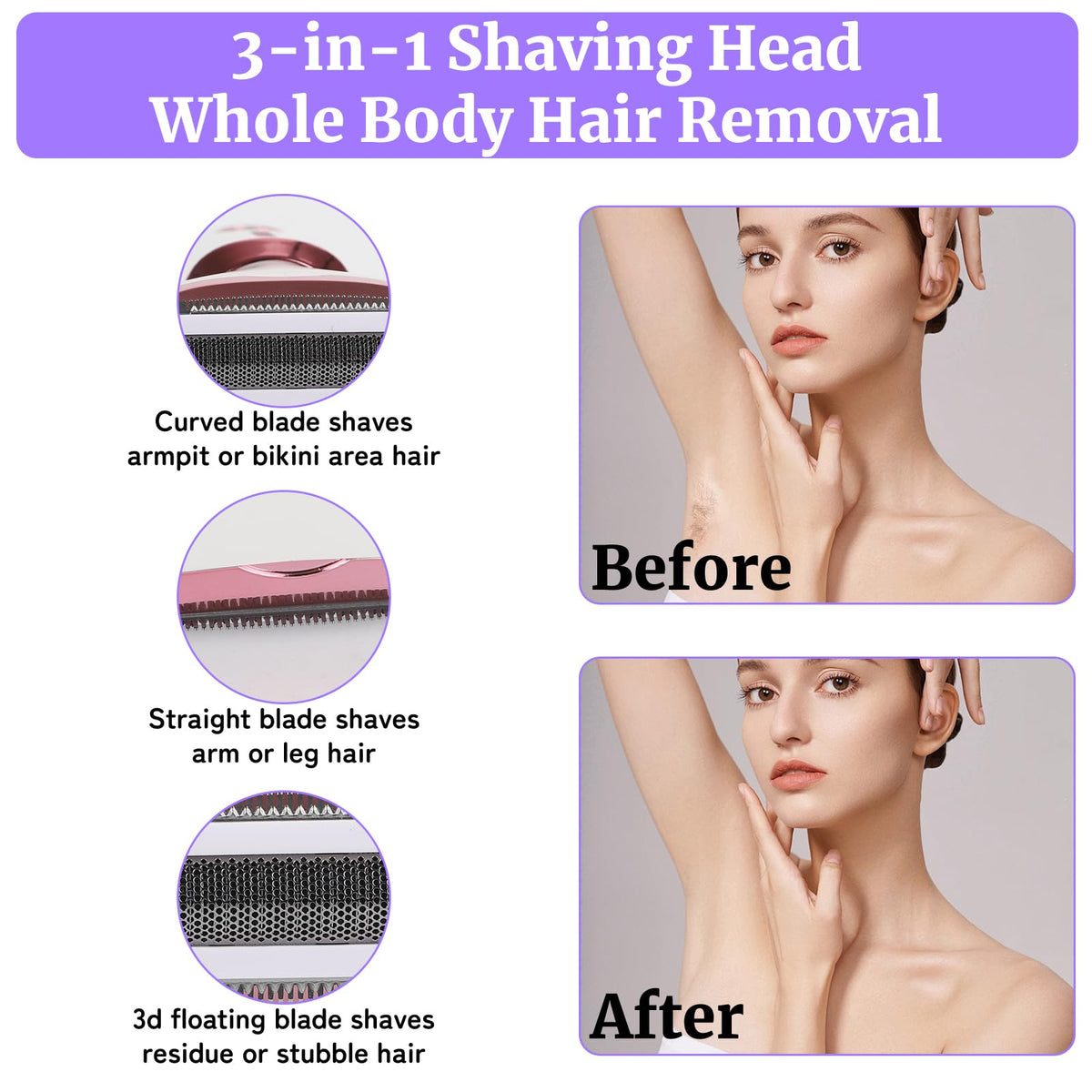 Pink White Rechargeable 4 in 1 Wet & Dry Electric Razor J7053