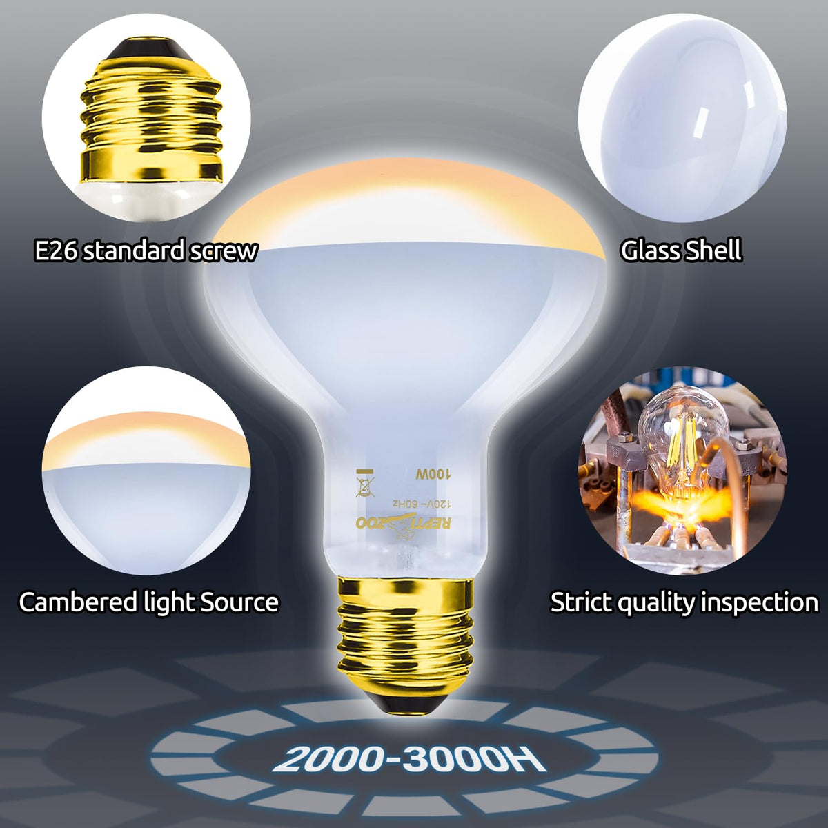 Dual Reptile Light Fixture & 100W Basking Spot Light with 26W UVA UVB Bulb Combo Pack Q8725