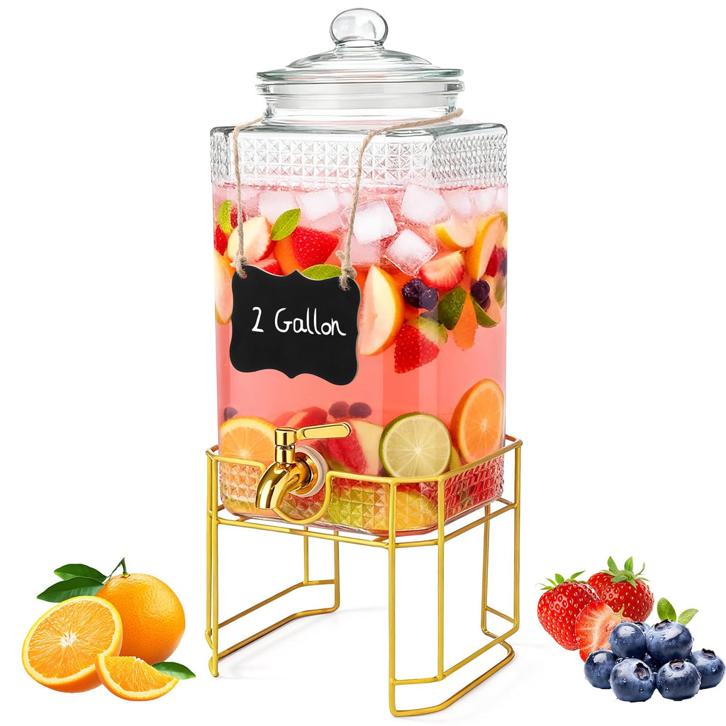2 Gallon Stainless Steel Beverage Dispenser with Stand J865833