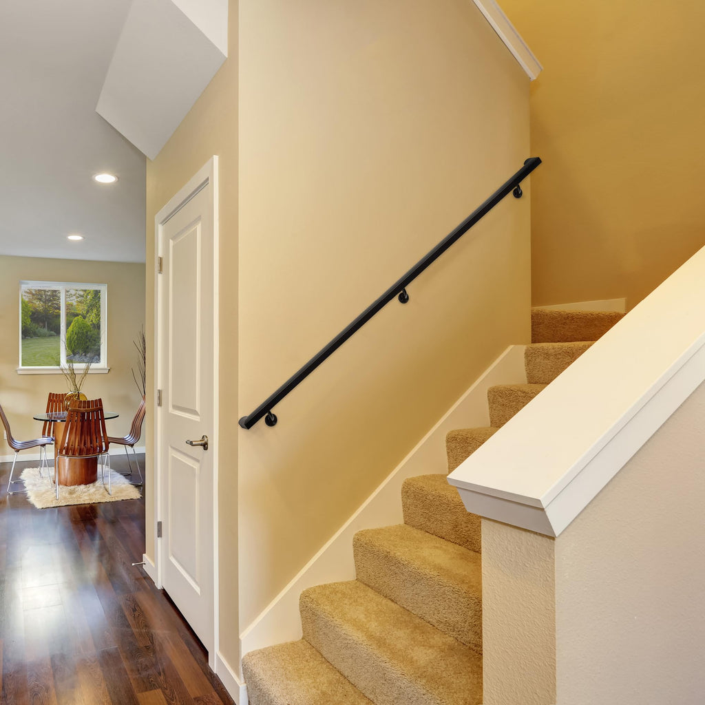 Aluminum Handrail Kit with Wall Mount Brackets, Black Textured, 3' Length M32994
