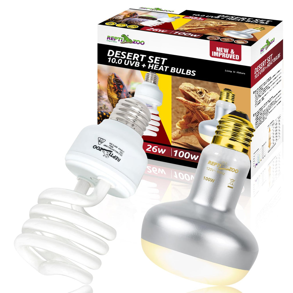 Dual Reptile Light Fixture & 100W Basking Spot Light with 26W UVA UVB Bulb Combo Pack Q8725