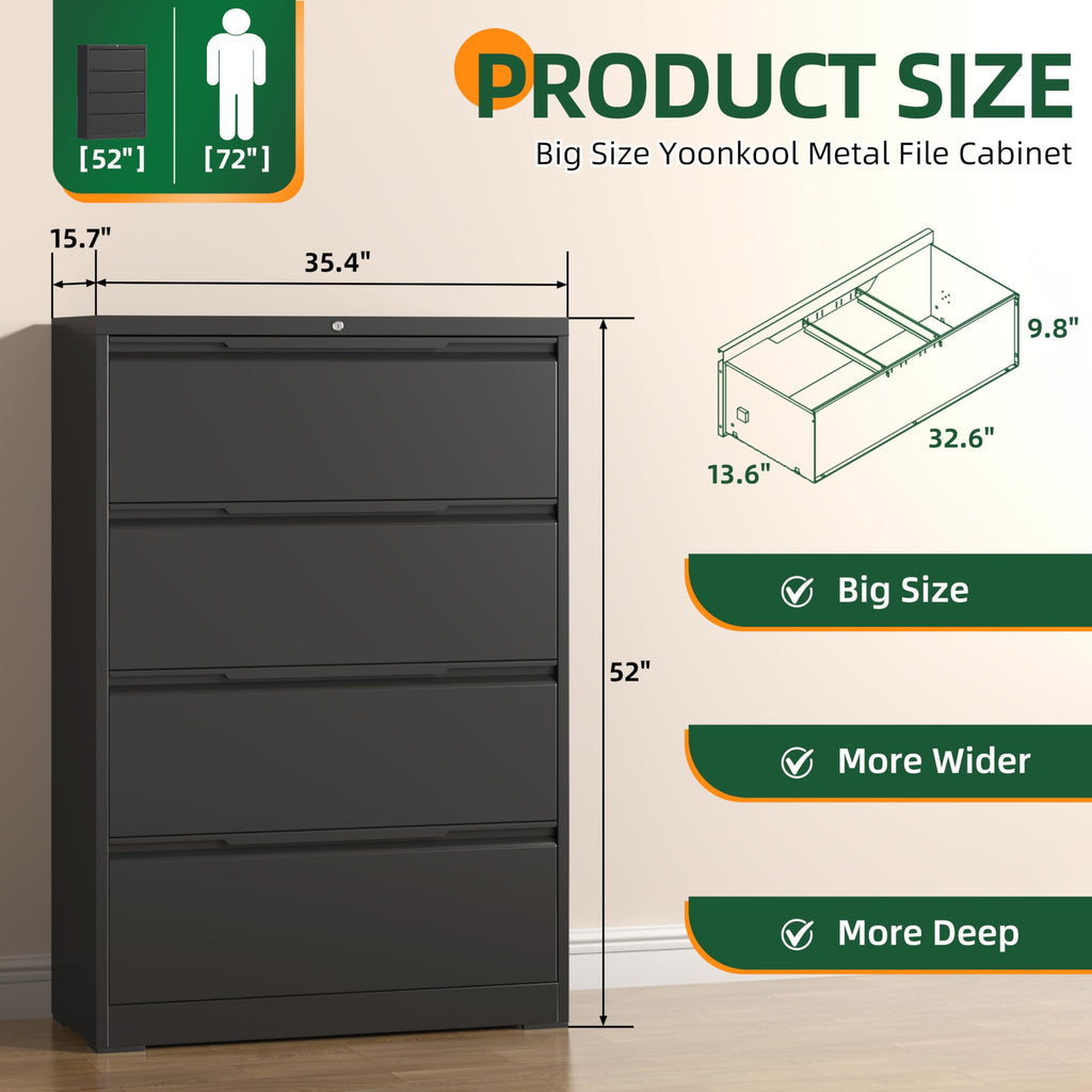 4 Drawer Metal File Cabinet with Lock L882