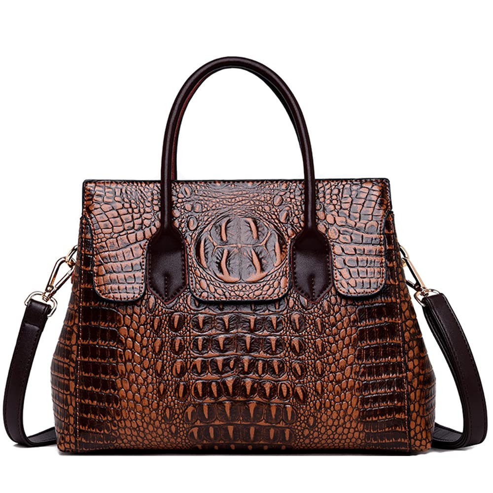 Embossed Faux Leather Satchel Handbag C18770