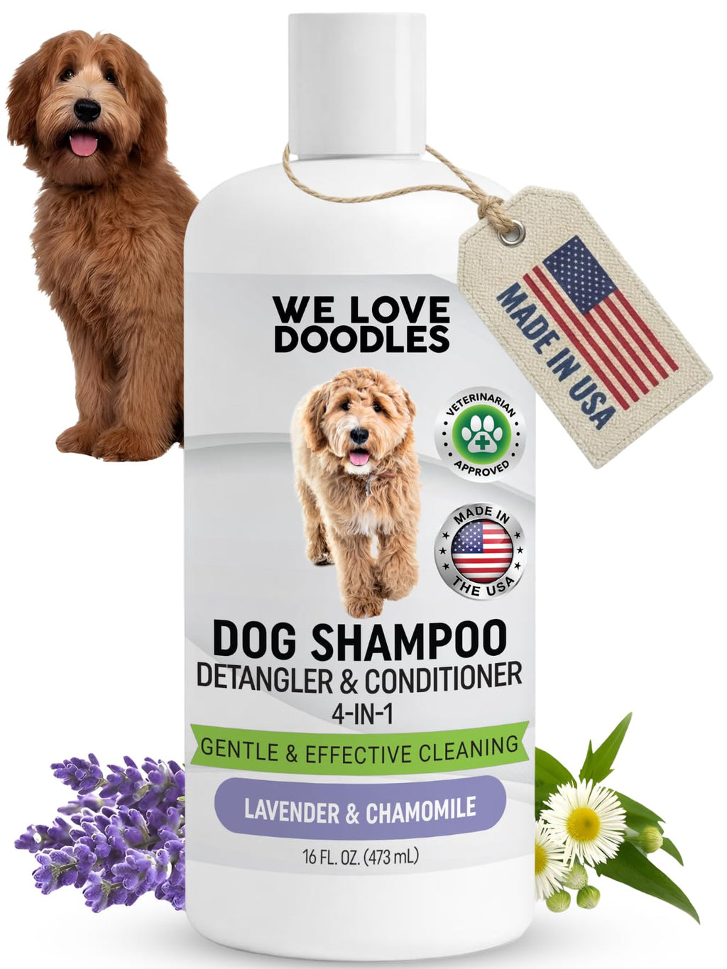 Hypoallergenic Tearless Dog Shampoo, Conditioner & Detangler 16OZ I450