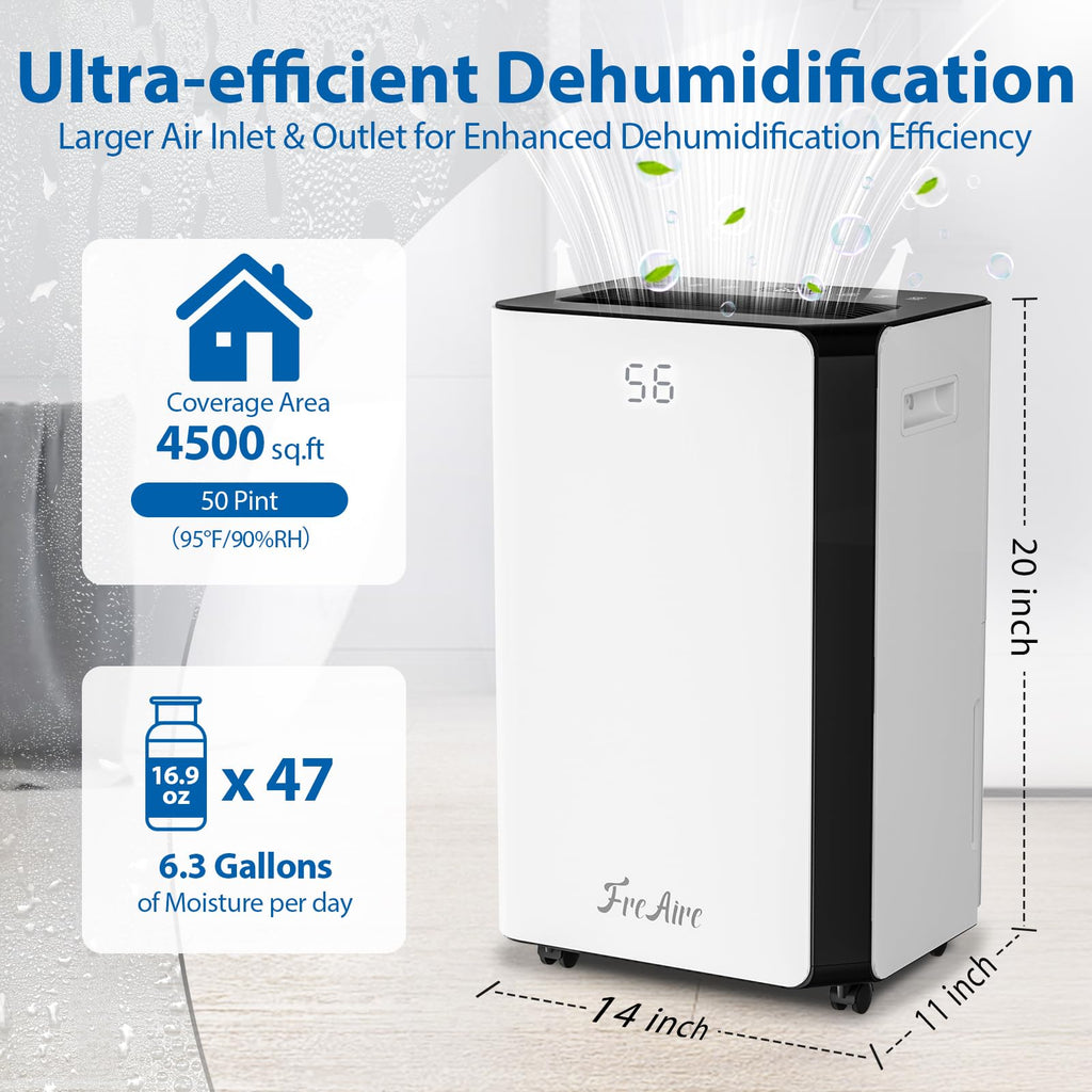 4,500 Sq. Ft. 50 Pint Dehumidifier with Auto or Manual Drainage Y67604