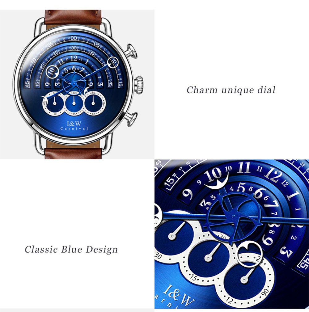 Men’s Chronograph Watch Leather Strap 41MM Quartz O6818