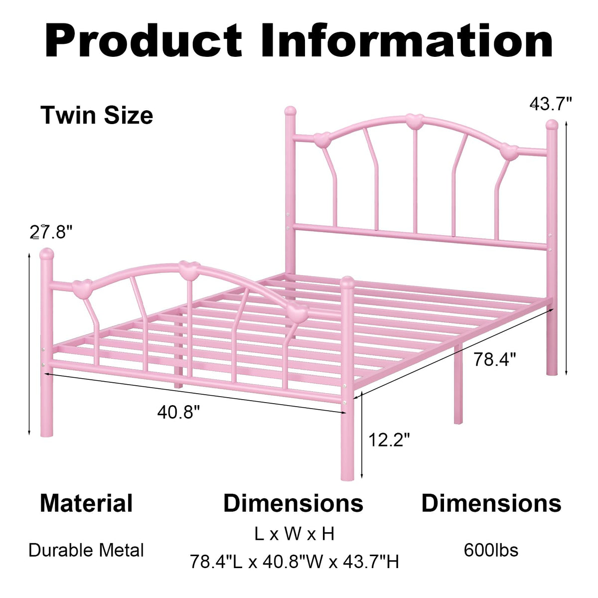 Twin Metal Platform Bed A2785