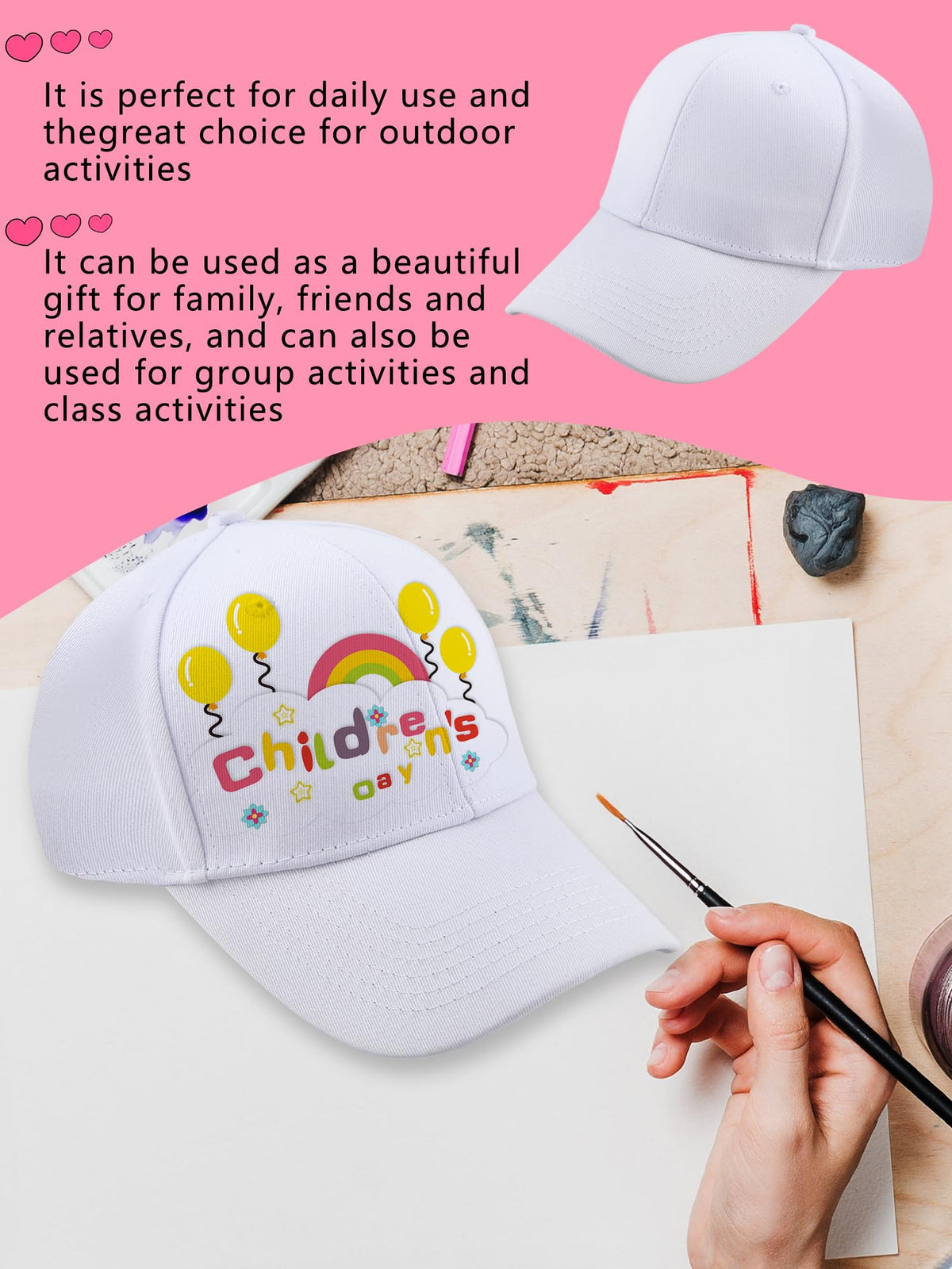 30 Pcs White Cotton Kids Baseball Cap N13964