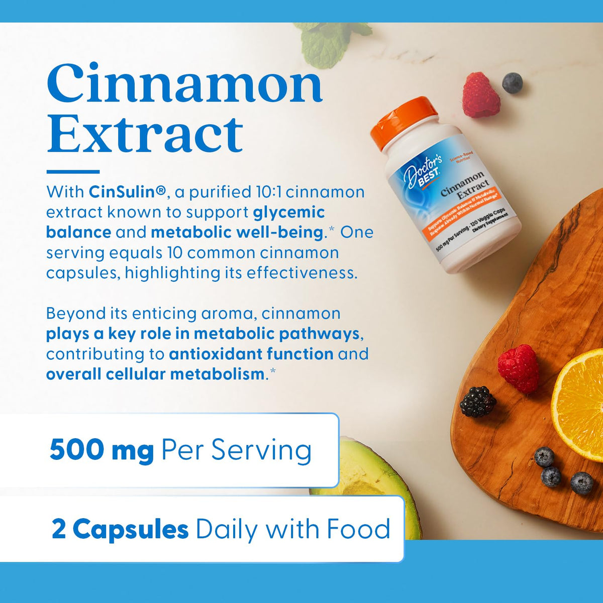 Cinnamon Bark Extract Capsules, 120 Veg Caps S869