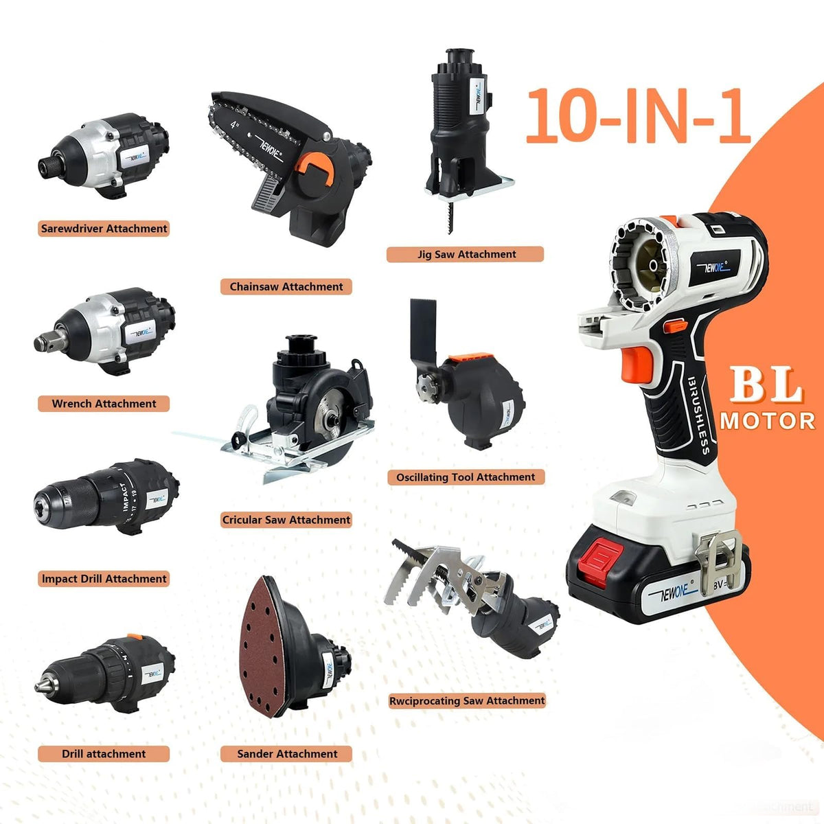 Cordless Brushless Power Tool Combo Kit 10 in 1 K83775