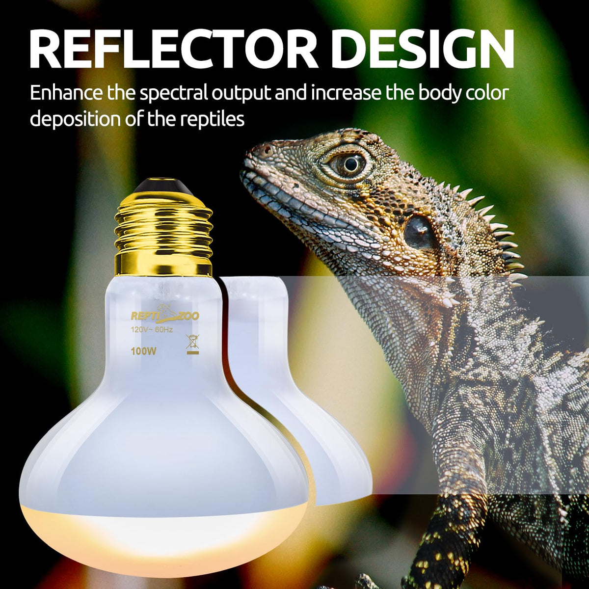 Dual Reptile Light Fixture & 100W Basking Spot Light with 26W UVA UVB Bulb Combo Pack Q8725